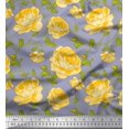 thumbnail image 1 of Soimoi Tissu en Rayonne Imprimé Feuilles & Roses Tissu de Couture Yard 42 Pouces de Large, 1 of 3