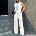 thumbnail image 2 of Kcodviy Womens Elegant Solid Color Womens Suit Pants Suit Vest Tank Cardigan Rompers with Open Legs Pockets Tops Wide Leg Wedding Pant Suits Petite Size Pants Suit, 2 of 8