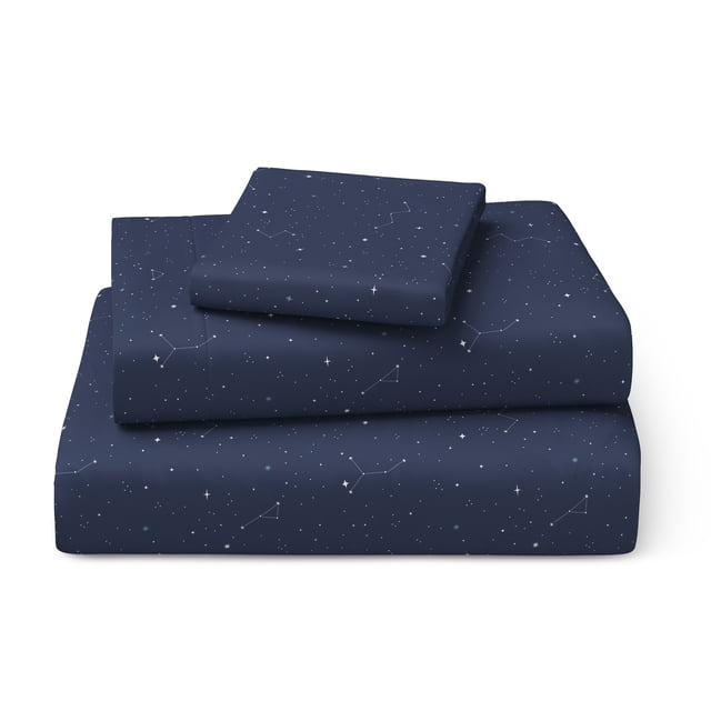 Mainstays Kids Microfiber Bed Sheet Set, Twin, Space, 3 Pieces