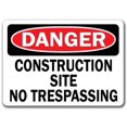 thumbnail image 1 of Danger Sign -  Construction Site No Trespassing - 10" X 14" OSHA Safety Sign, 1 of 2