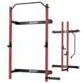 thumbnail image 1 of Folding Wall Mounted Squat Rack, 1000lbs Capacity Multi-Functional Power Rack, with Pull Up Bar, J Hooks and Landmine, for Weights, Bars and Equipment, for Small Space Apartments and Garage Workouts, 1 of 6