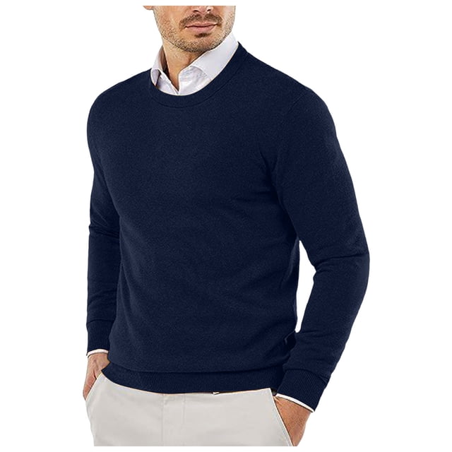 LUOGENLI Chandail-Veste pour Homme avec Capuchon Homme Automne et Hiver Lisse Confortable Léger Drapé Doux Peau Texturée Ajusté Col Rond Manches Longues Chandails pour Homme Décontracté à Fermeture Éclair Bleu Marine Taille g