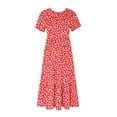 thumbnail image 3 of Pisexur Robes d'Été pour Femmes à Col Rond, Robe Fluide Plissée Tendance à Manches Courtes, Mode avec Poche, Robe d'Été de Plage Évasée à Imprimé Floral, 3 of 4
