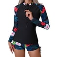 thumbnail image 1 of Kcodviy Femmes Ensemble Deux Pièces Maillot Dermoprotecteur Femmes Maillot de Bain Garde Manches Longues à Glissière Guards pour Femmes Maillots de Bain Chandail de Bain Maillot de Bain avec Garde Ensemble avec Bas Culottes Garçonnes, 1 of 5