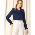 thumbnail image 3 of INSPIRE CHIC Women's Button Down Long Sleeve Cuff Ruffle Detail Blouse Shirt Tops, 3 of 6