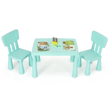 Gymax Ensemble Table pour Enfants et 2 Chaises, Tout-Petit, Activité, Jeu, Salle à Manger, Bureau d'Étude, Cadeau pour Bébé, Vert