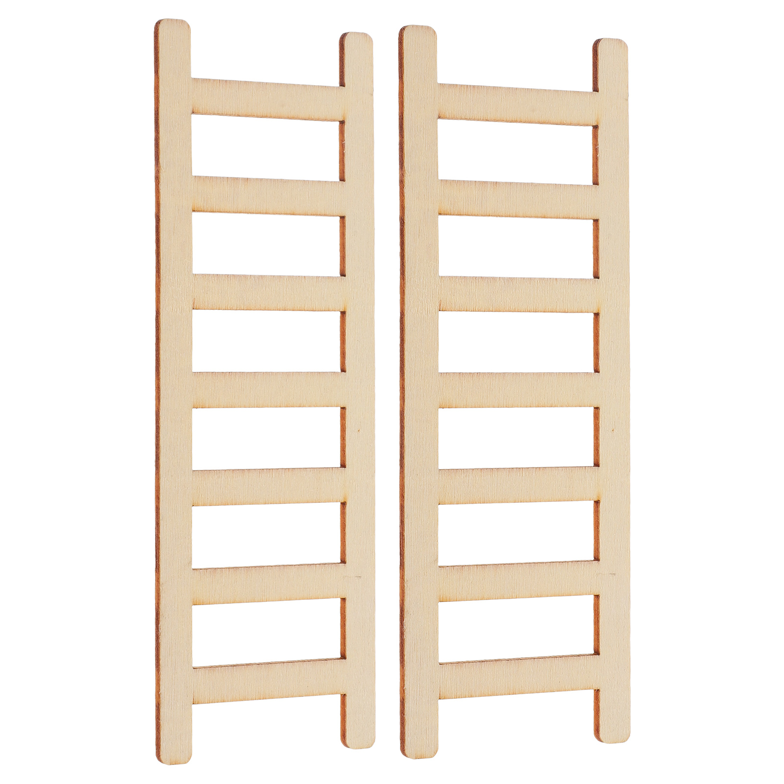 GOOHOCHY 2Set Mini Ladder Home Decor Beige Wood for Miniature Landscape
