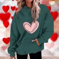thumbnail image 2 of Plebaso Sweat à Capuche Imprimé Cœur pour Femmes, Manches Longues, Pull Ample avec Poches, 2 of 5
