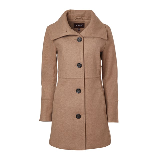 Sportoli Womens Mid-Length Single Breasted Wool Look Dress Coat with Pockets - Camel (Small)