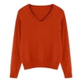 thumbnail image 4 of BLVB Chandails Chauds pour Femmes Col en V Classique Doux Chandail Confortable Ample Décontracté Manches Longues Automne Hiver, 4 of 5
