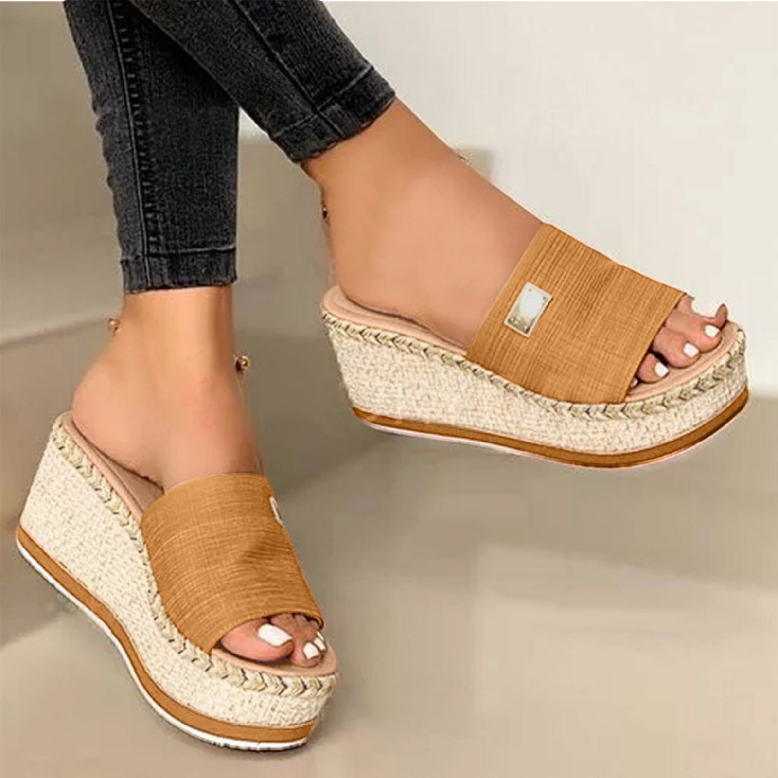 yievot Sandales Compensées Décontractées de Mode pour Femmes Dames Chaussures Pantoufles d'Extérieur