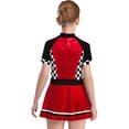 thumbnail image 2 of YiZYiF Racer Girls Costume Kids Racing Driver Fancy Dress-up Short Sleeve Zip Back A Line Dress Red 10, 2 of 5