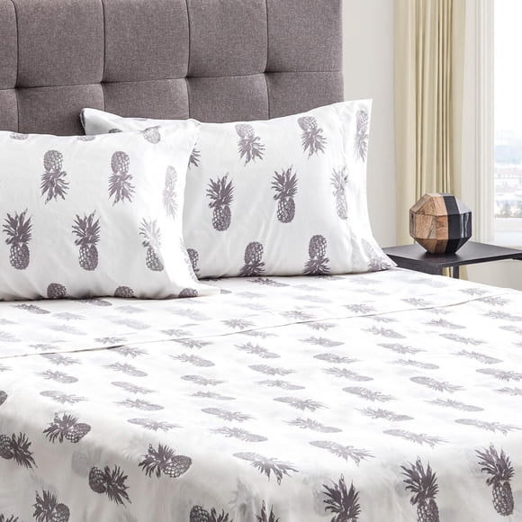 Safdie & Co. Sheet Sets 4PC Q Printed Microfiber Pineapples