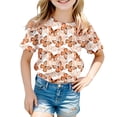 thumbnail image 4 of T-shirts Filles Manches Courtes Imprimé Papillons Décontracté Hauts Filles Orange 2-3 Ans, 4 of 4
