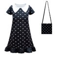 thumbnail image 1 of HAWEE Robe de Costume de Wednesday Addams avec Sac pour Enfants, Robe d'Uniforme Noire d'Halloween pour Filles Robe de Costume Addams pour Fête Cosplay, 1 of 5