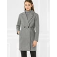 thumbnail image 3 of INSPIRE CHIC Women's Double Breasted Lapel Raglan Long Sleeve Mid Length Overcoat, 3 of 4