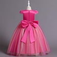 thumbnail image 4 of VKOYWKM Robe de Demoiselle d'Honneur pour Mariage Robe en Tulle à Paillettes Élégante à Manches Cap Courtes Col Ras du Cou Robe de Princesse pour Concours Robe de Soirée Formelle Robe de Bal Robe Tutu, 4 of 5