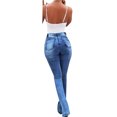 thumbnail image 3 of JDinms Jeans Évasés Coupe Bottillon pour Femmes, Pattes d'Éléphant, Denim Uni, 3 of 3