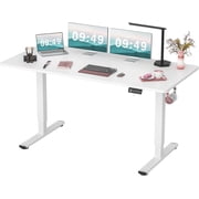 Electric Height‑Adjustable Standing Desk 63″ × 24″ - Dual Motor Sit‑Stand Desk with Memory Presets, Steel Frame & White Desktop for Home Office, Gaming & Study
