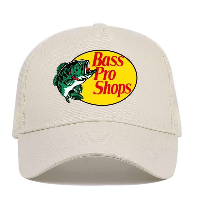 Bassproshops Printed Cotton Summer Outdoor Fishing Sun Protection Baseball Cap (Off-white)