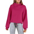 thumbnail image 2 of Timegard Chandail en Molleton pour Femmes Col Haut Manches Longues Chandail Automne Hiver à Cordon Ample Confortable, 2 of 8