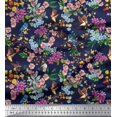 thumbnail image 1 of Soimoi Blue Polyester Crepe Fabric Floral,American Robin & Bluebird Bird Print Fabric by The Yard 52 Inch Wide, 1 of 3