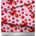 thumbnail image 3 of Soimoi Satin Silk Fabric Raspberry,Strawberry & Cherry Fruits Printed Craft Fabric by The Yard 42 Inch Wide, 3 of 3