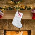thumbnail image 1 of Fridja 8 Inch Mini Initial Christmas Stocking Monogram Embroidered Christmas Stocking White Knitted Small Christmas Stocking Decorations for Fireplace Mantle Christmas Wall, 1 of 5