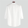 thumbnail image 4 of Birdeem Chemise Décontractée à Manches Mi-Longues en Lin Col Montant pour Hommes, 4 of 12