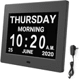 thumbnail image 1 of Digital Calendar Alarm Day Clock with 8" Large Screen Display, Am Pm, 5 Alarm, Dementia Clocks LED Electronic Desk Calendar Elderly Alarm Clock Perpetual Calendar, 1 of 9