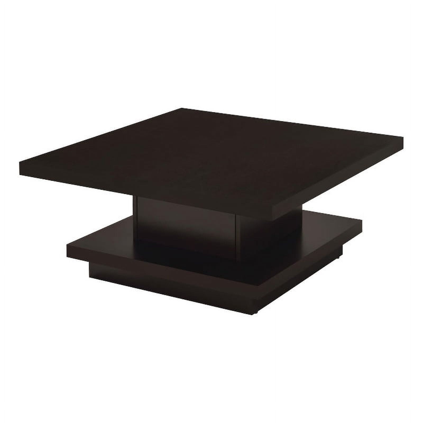 Coaster Table Basse Carrée Contemporaine en Bois avec Piédestal en Cappuccino
