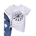 thumbnail image 1 of Nlife Haut à Manches Courtes Col Rond Imprimé Tournesol pour Femmes, 1 of 7