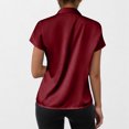 thumbnail image 4 of Pisexur Hauts pour Femmes Blouses pour Femmes Mode Décontractée Chic Été Couleur Unie Col Rond Manches Courtes Chemises Haut Blouse, Hauts pour Femmes Tendance Vin, m, 4 of 8