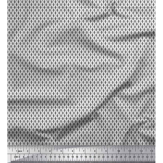 Soimoi Velvet Fabric Stripe & Triangle Small Printed Craft Fabric by The Yard 58 Inch Wide