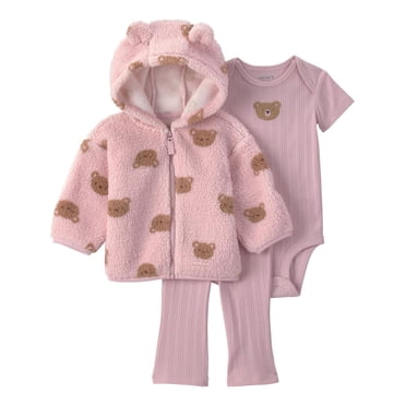 Carter's Child of Mine 3-Piece Pink Bear Cardigan Set