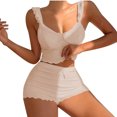 thumbnail image 1 of Women's Summer Short Set 2 Piece Sexy Ruffle Crop Camisole Babydoll Tops and Boxer Shorts Set, 1 of 4