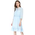 thumbnail image 2 of INSPIRE CHIC Women's Ruffle Hem 3/4 Sleeve Smocked a-Line Dress, 2 of 6