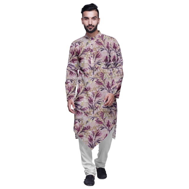 Atasi Cotton Flex Asymmetrical Long Sleeve Kurta For Men Printed Designer Kurta