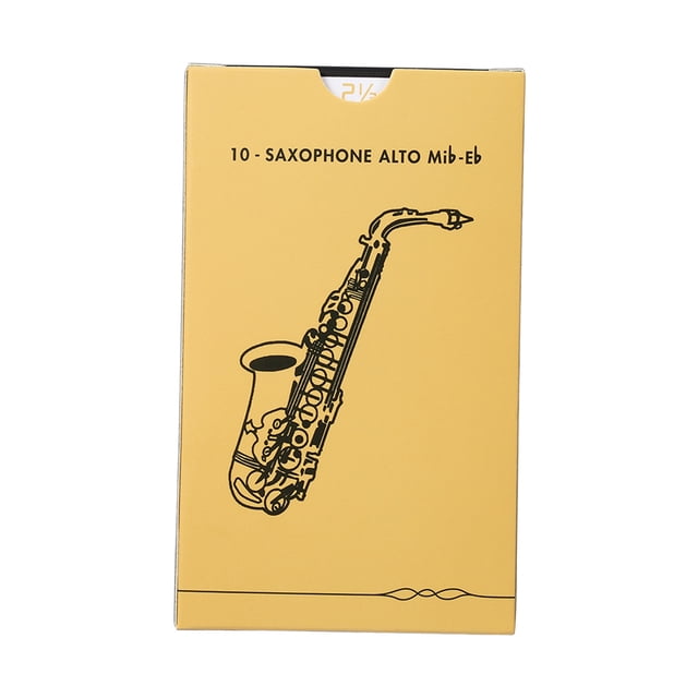 ammoon Saxophone Alto Sax Traditionnel Reeds Strength 3.0, 10 Pcs/box. la Boîte Jaune Présente une illustration Noire d'Un Saxophone Alto Étiqueté « 10 - Saxophone Alto Mi-e ». Conçus pour les instruments à Vent et à Vent de Bois, Ces Reeds Conviennent aux performances Classiques et de jazz, Offrant une Flexibilité et une Pointe Plus Fine pour une Réponse Précise. Chaque Anche Est Individuellement Enveloppée pour la protection et la Portabilité.
