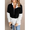 thumbnail image 4 of Pullover en Polaire Duveteuse à Col Zippé Noir et Blanc pour Femmes, 4 of 15