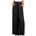 thumbnail image 2 of Jsaierl Womens Casual Wide Leg Pants Ruffle Elastic Drawstring Palazzo Pants Loose Comfy Trousers with Pockets, 2 of 9