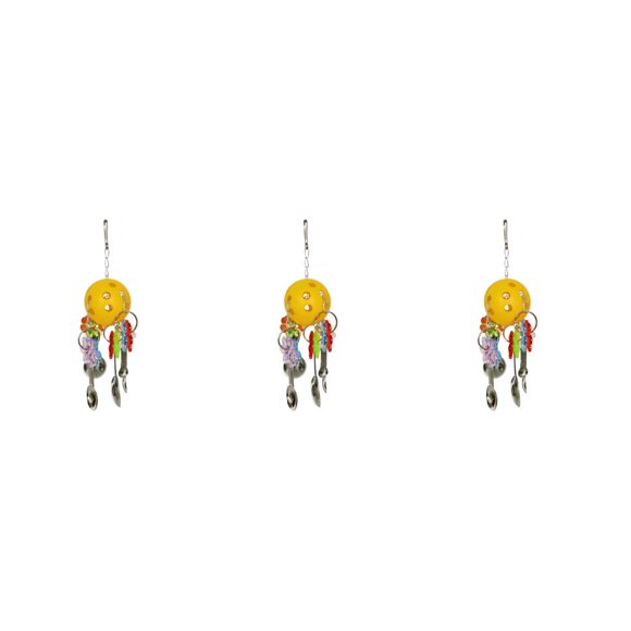 Redempat Pets Parrot Bird Toy Hollow Ball Wear-resistant Flower Shape Bell Ring Hanging Chew Toys 360-degree Rotation Pendant As Shown 3Set