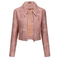 thumbnail image 2 of LOVZFMLL Vestes pour Femmes Couleur Unie Courte Mince Veste en Cuir à Manches Longues Veste Décontractée à Manches Longues Veste Décontractée à Capuche, 2 of 7