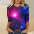 thumbnail image 1 of Hot6sl Économies d'Été Liquidation Manches Col Rond Blouses & Chemises, T-shirt Imprimé Mode Femme Manches 3/4 Blouse Col Rond Décontractée, Blouse Polyester Femme Multicolore, 2TG, 1 of 5