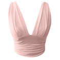 thumbnail image 4 of EGNMCR Camisoles pour Femmes Femmes Dames Été Col en V Uni Décontracté Sans Manches Blouse Hauts Chemise, 4 of 5