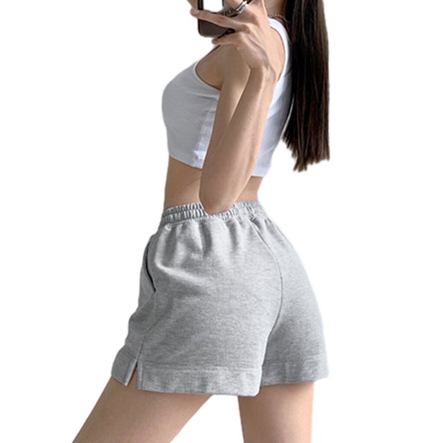 pitrice Jupe-Short pour Femmes Robe Unie Décontractée à Cordon Mini Ligne A Mode Taille Haute Été Style Coréen pour le Sport Gris m