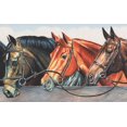 thumbnail image 1 of Beaux Chevaux Sombres dans le Design Retro de Frontière de Papier Peint Vintage Stable, Rouleau 15 'x 6", 1 of 3