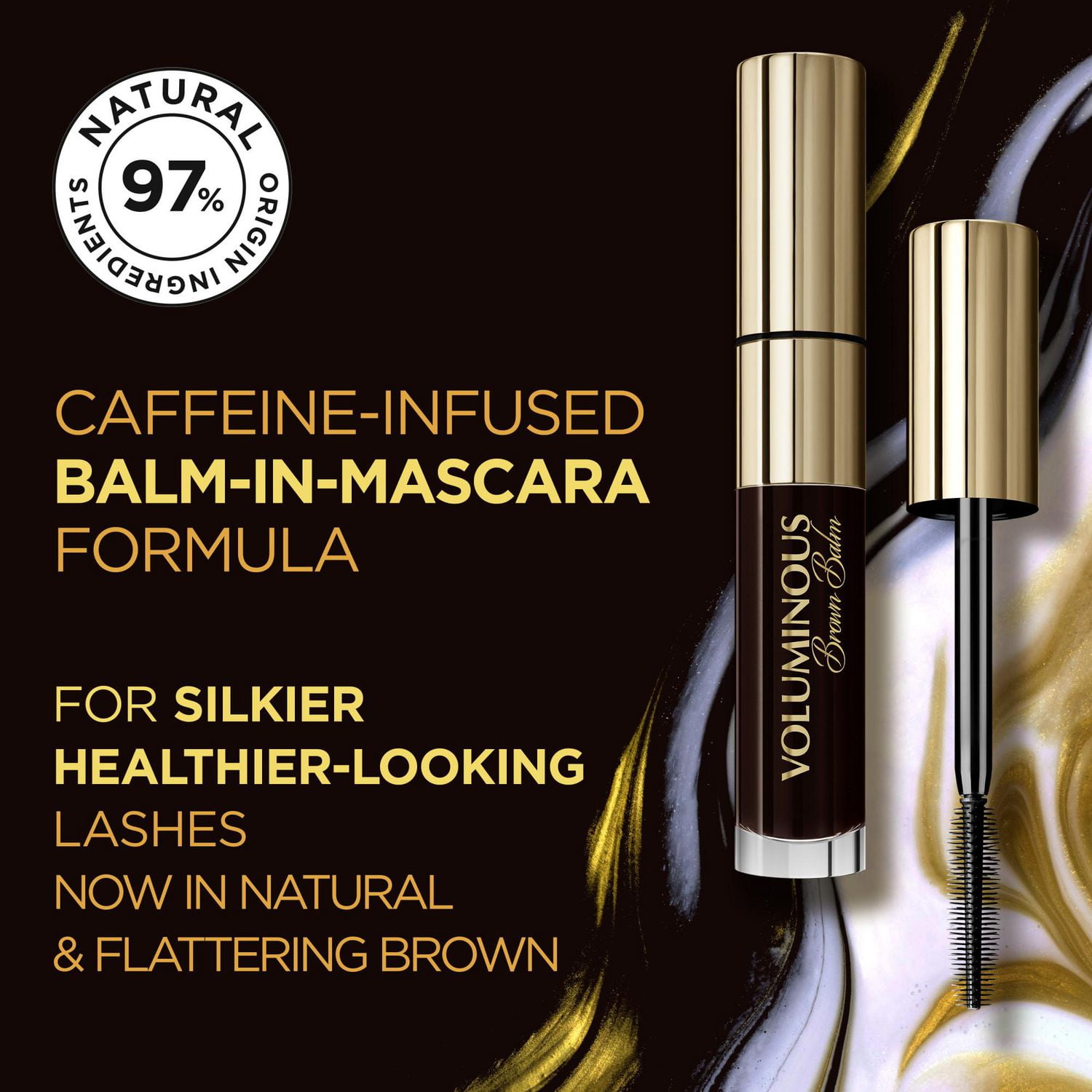 L'Oréal Paris Mascara Voluminous Noir Balm, Volumisant, Soignant, Volume Défini Instantané, Noir, 0.26 fl. oz.