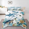 thumbnail image 2 of Erosebridal Ensembles de Literie Tortue de Mer Dessin Animé Simple avec Couette, Insert de Couette Requin de Mer, Décor Marin Dessin Animé, Réversible 2 Pcs, 2 of 7