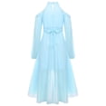 thumbnail image 4 of Oyolan Kids Girls Solid Color Halter Off-shoulder Long Sleeve Party Dress with Ruffled Hem Flower Girls Gown Light Blue 14, 4 of 7